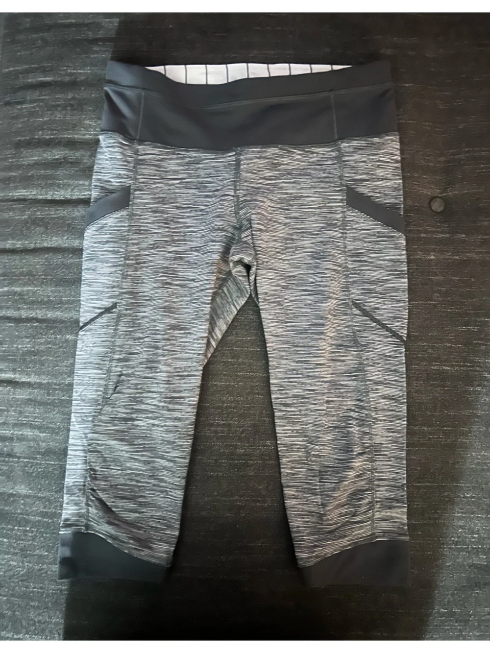 lululemon athletica Grey Space-Dye Cropped Leggings with Black Waistband